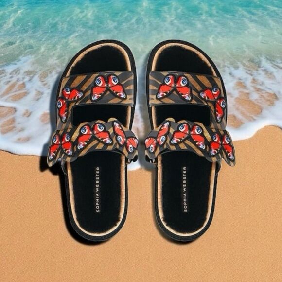 Sophia Webster Shoes - NWT Sophia Webster Riva Slide Womens Size 39 Butterfly Tiger Print Y2K Sandals